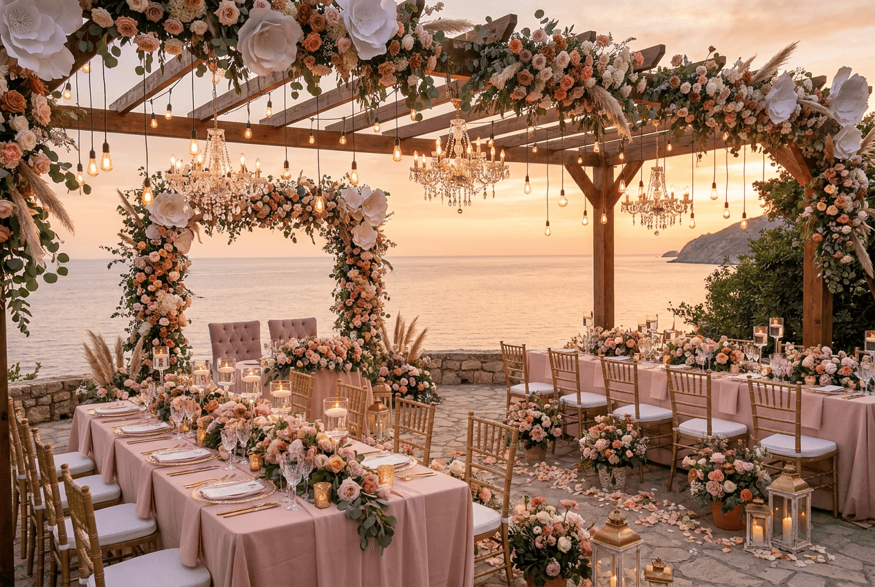 An AI-rendered wedding venue example