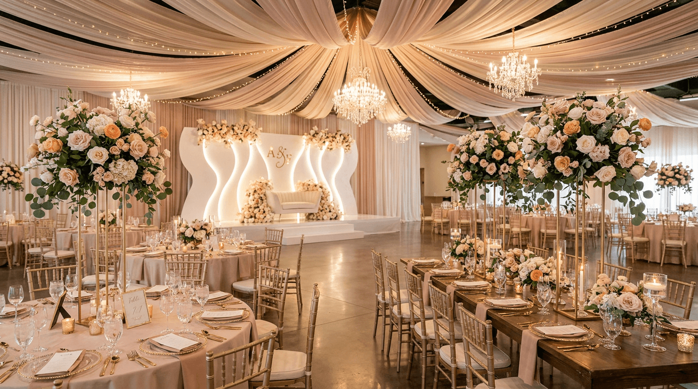 An AI-rendered wedding venue example